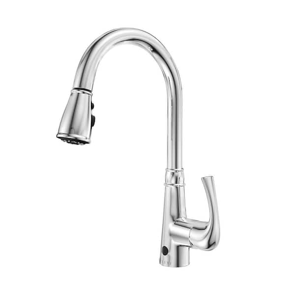 Moorea 1-Handle Dual Sensor Pull Down Sprayer Kitchen Faucet in Chrome