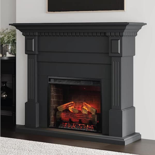 Modern Ember Augustine 55 in. Electric Fireplace Mantel Package in