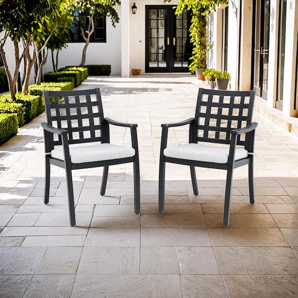 Alderon Cast Aluminum Outdoor Dining Chair with Sunbrella Cushions (2-Pack)
