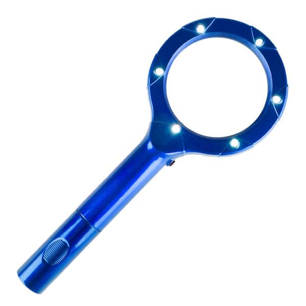 Stalwart 8.25 in. 6-LED 4x Handheld Magnifying Glass in Blue