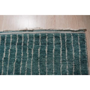 Green 9 ft. x 12 ft. Hand-Knotted Wool Modern Moroccan Rug Area Rug