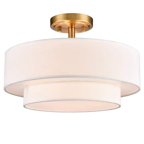 18.11 in. 3-Light Gold Flush Mount with No Glass Shade and No Light Bulb Type Included (1-Pack)
