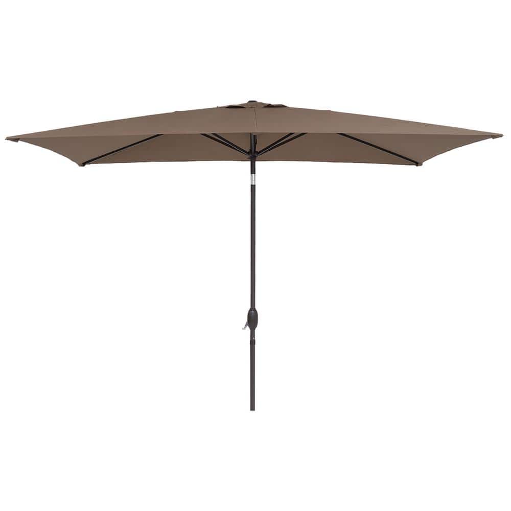 10 ft. x 6.5 ft. Outdoor Market Tilt Patio Umbrella in Taupe with Crank