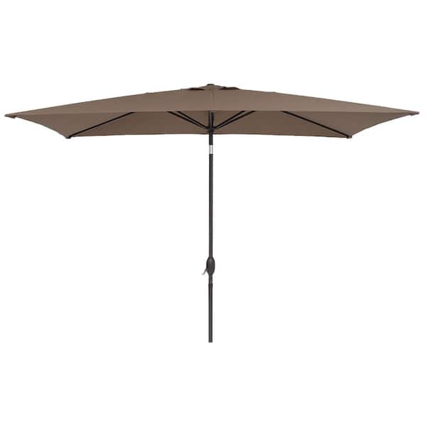 Unbranded 10 ft. x 6.5 ft. Outdoor Market Tilt Patio Umbrella in Taupe with Crank