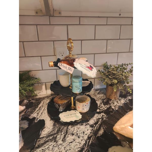 10 Pack Black Cake Stand Set with 3 Two-Tier, 3 Three-Tier Cupcake Stands, and 4 Appetizer Trays, for Birthday and Party