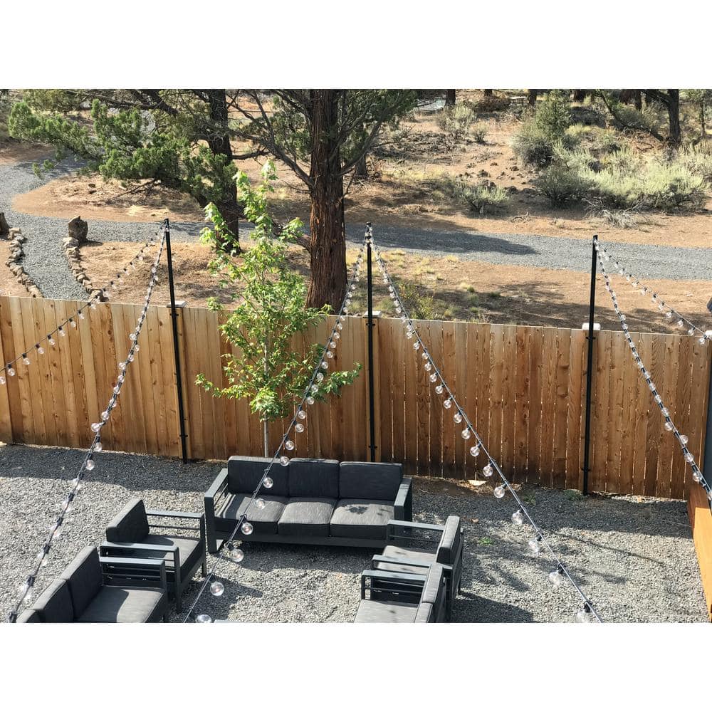 9.5 Feet Black Powder-Coated Steel String Light Pole Stand