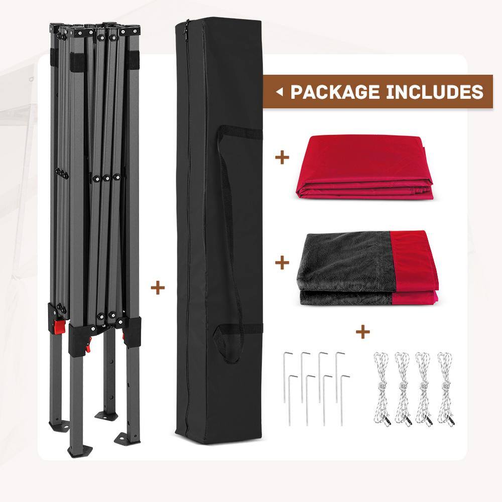 Red 10' x 10' Steel Pop-Up Canopy Tent with Mosquito Netting