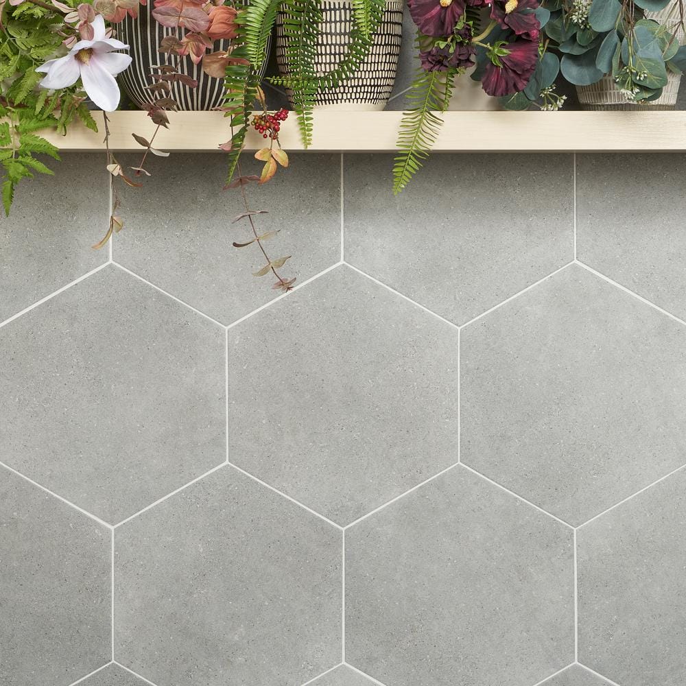 Bower Hex 14.5" Matte Gray Porcelain Hexagonal Tile