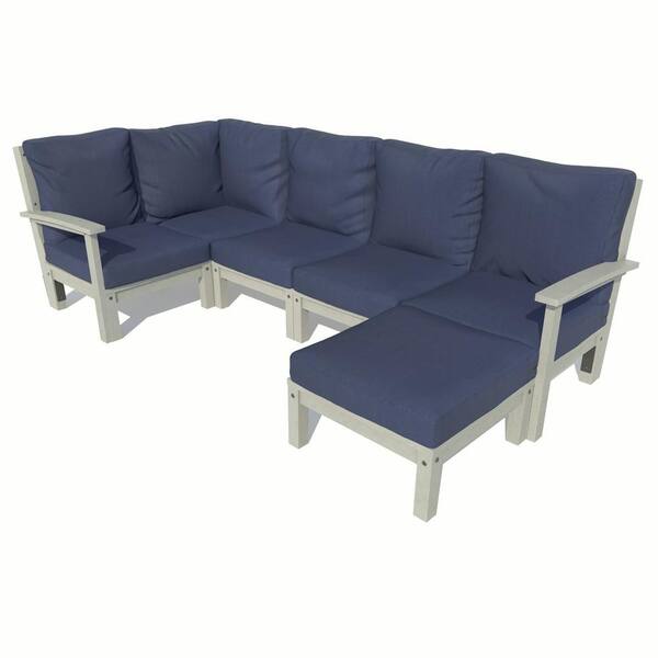 Highwood Bespoke Deep Seating 6-Piece Plastic Outdoor Sectional Set with Ottoman and with Cushions