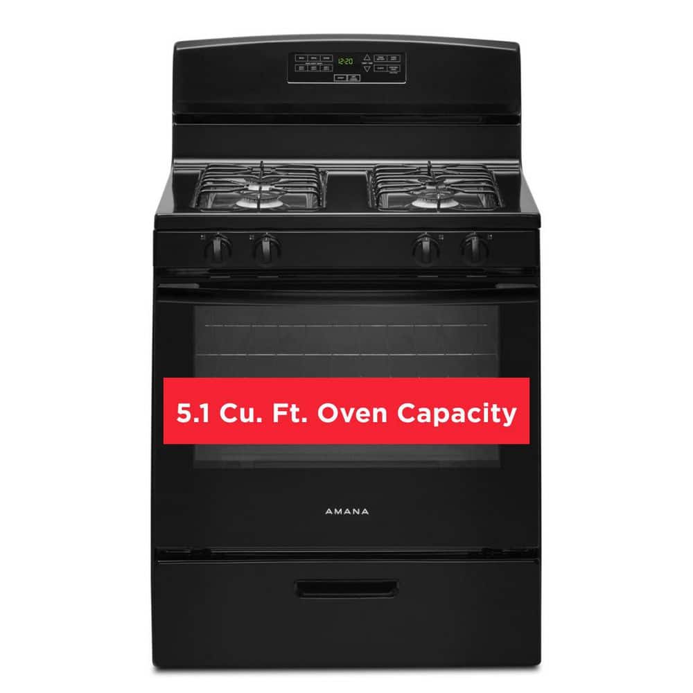 Reviews for Amana 30 in. 4 Burner Freestanding Gas Range in Black | Pg ...
