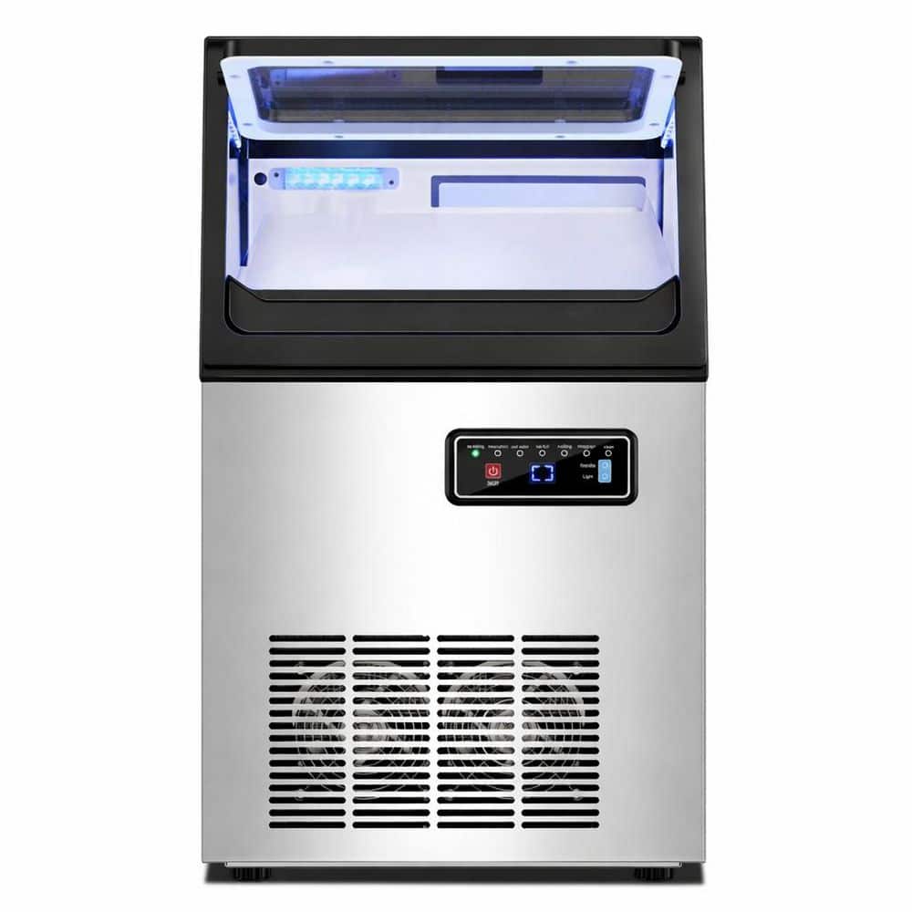 13.78 in. Commercial Stainless Steel Nugget Ice Maker-Produces 100 lbs. /24 Hours, Fast Ice, Automatic Self-Cleaning