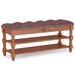 Shoe 18.5 in. H x 39.4 in. W Brown Solid Wood Shoe Storage Bench