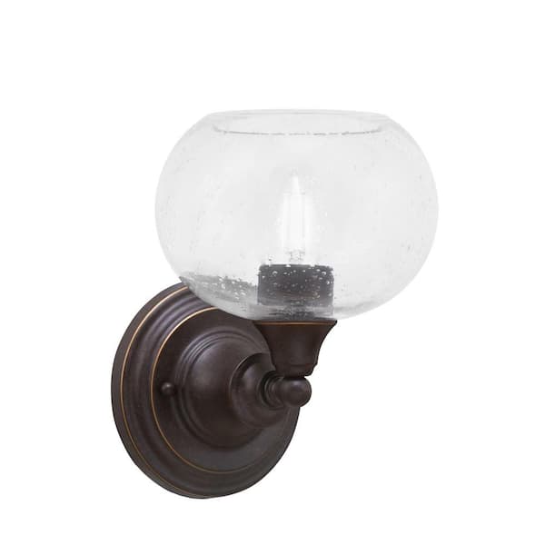 Unbranded Fulton 1-Light Dark Granite Wall Sconce, 7 in. Clear Bubble Glass