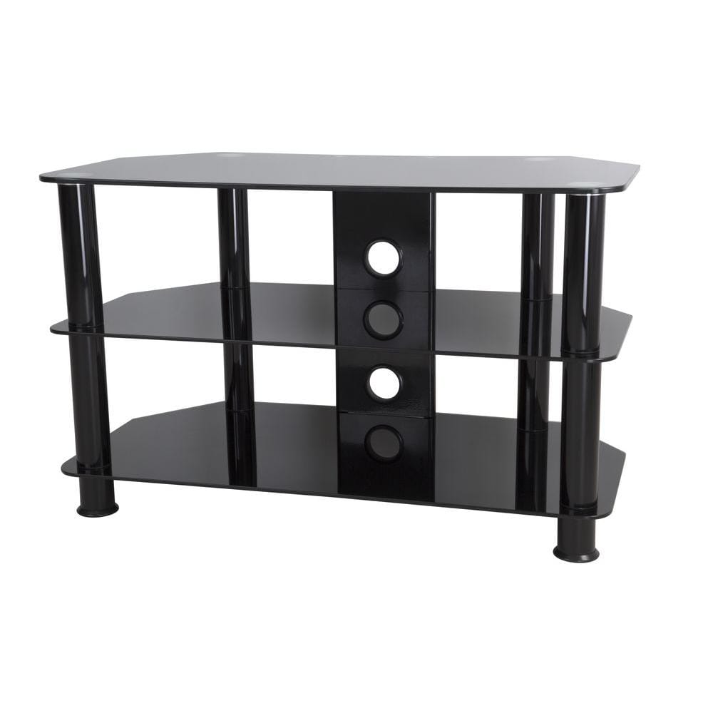 AVF 31.5 in. Black Glass TV Stand Fits TVs Up to 42 in. with Open ...