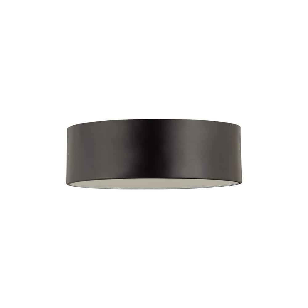 Harley Modern Matte Black Steel Drum Flush Mount Light