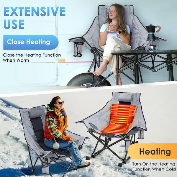 SEEUTEK Heated Rocking Camping Chair, 3-Level Dual Heating Zones