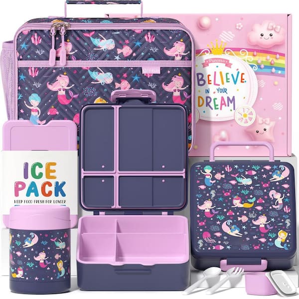 Cartoon Theme Kids School Lunch Set of 7, Ideal Gift for 3 - 12 Year Olds