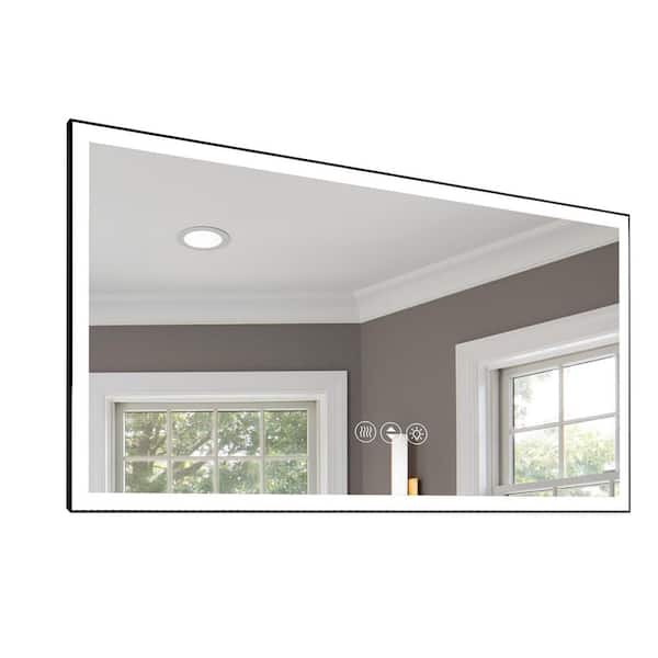 72 in. W x 36 in. H Rectangular Frameless LED Wall Bathroom Vanity Mirror with 3 Color Modes in White