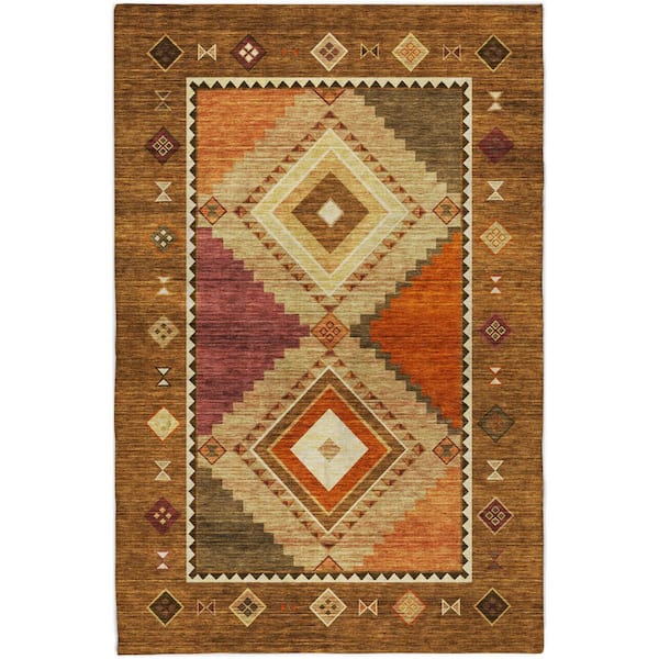 Dream Shag Premium Machine Washable Abstract ADS177 Brown 5 ft. x 7 ft. 6 in. Area Rug