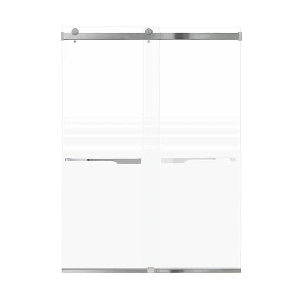 Transolid Brianna 60 in. W x 80 in. H Sliding Frameless Shower Door in Polished Chrome Finish with Frosted Glass