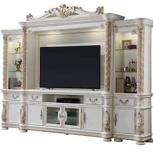 Vendome Antique Pearl Finish tv stand entertainment center fits tv up to 80 in.