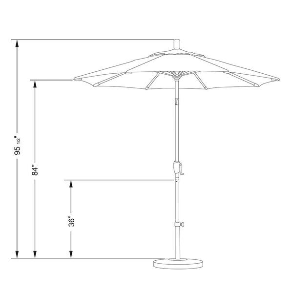Stone Black Aluminum Market Patio Umbrella with Push California Umbrella 7.5 ft 