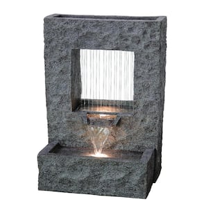 32 in. H Rectangular Waterfall Fountain with Warm White LEDS