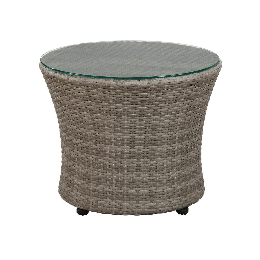 Gray All-Weather Wicker Outdoor Bistro Set with Cushions