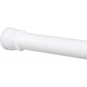 Rustproof 27 in. - 40 in. Aluminum Adjustable Tension No-Tools Stall Shower Rod in White