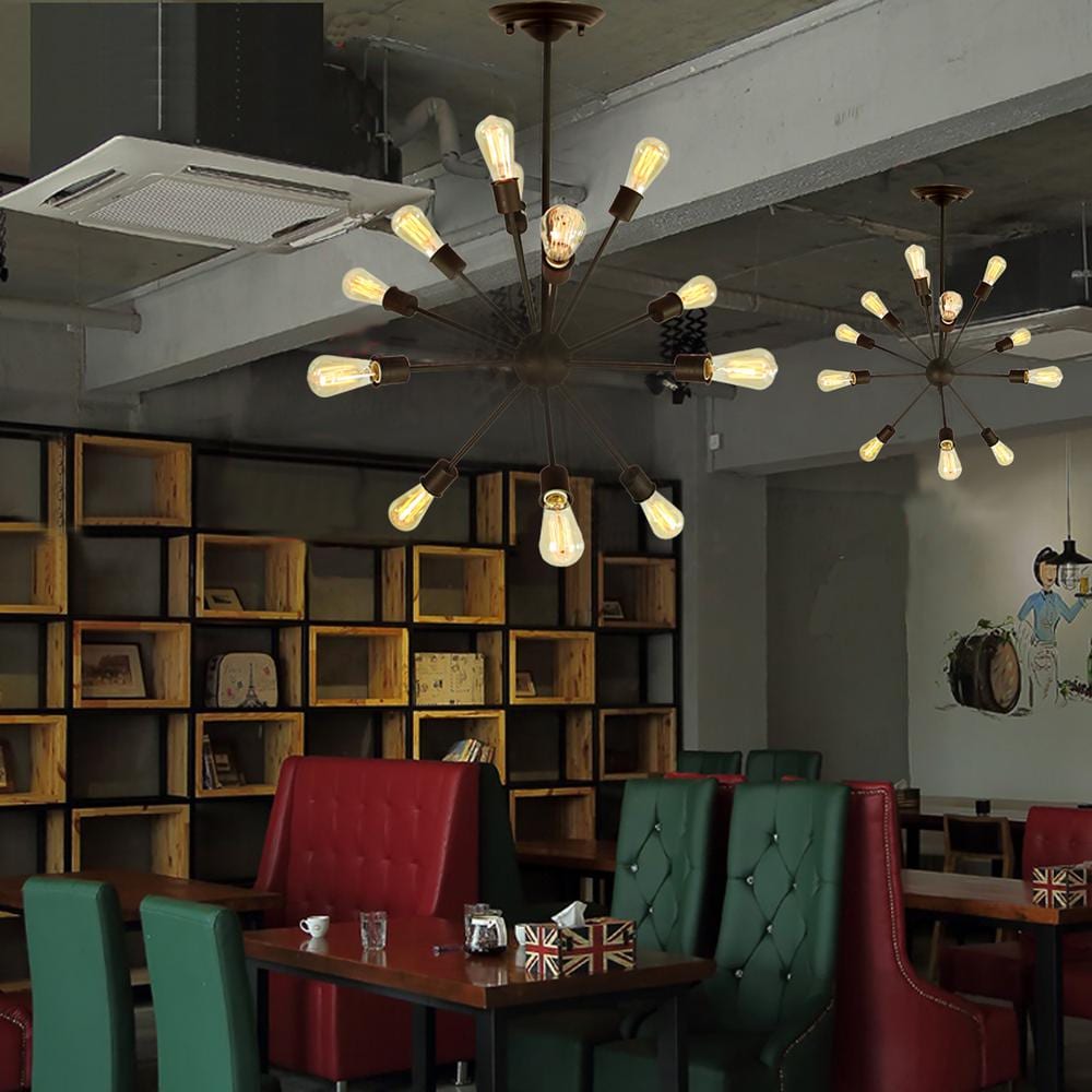 Bronze Sputnik 25" Industrial-Style Chandelier with Edison Bulbs
