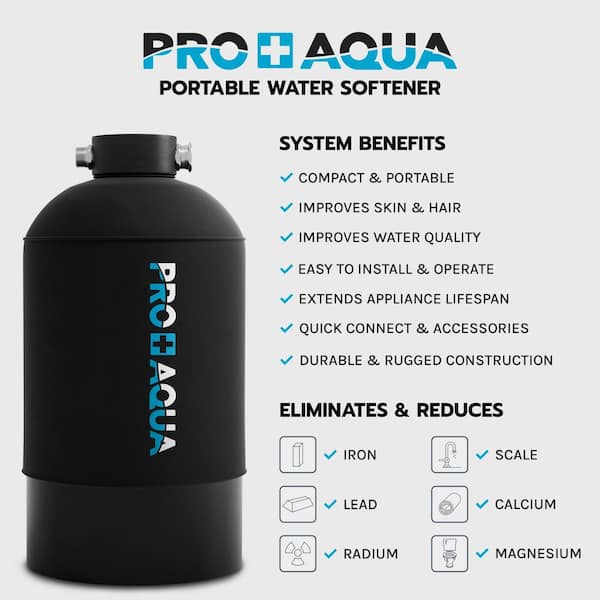 PRO+AQUA Portable Water Softener Pro 16,000 Grain Premium Grade RV 