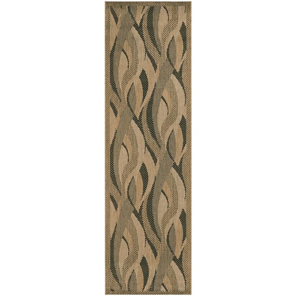 Recife Seagrass Natural-Black 2 ft. x 8 ft. Indoor/Outdoor Runner Rug