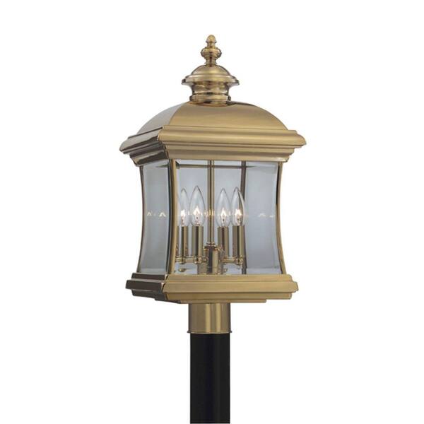 Cordelia Lighting Yorkshire 3-Light Outdoor Polished Brass Post Lantern-DISCONTINUED