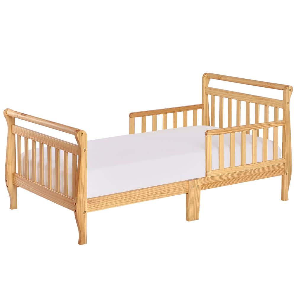 Dream On Me Natural Toddler Sleigh Bed -  642-N