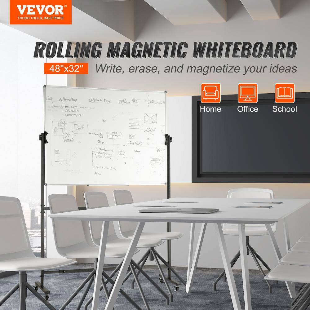 VEVOR 24" x 18" White Magnetic Rolling Freestanding Whiteboard