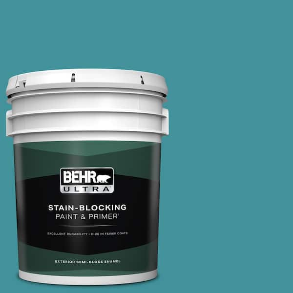 BEHR ULTRA 5 gal. #520D-6 Lagoon Semi-Gloss Enamel Exterior Paint & Primer