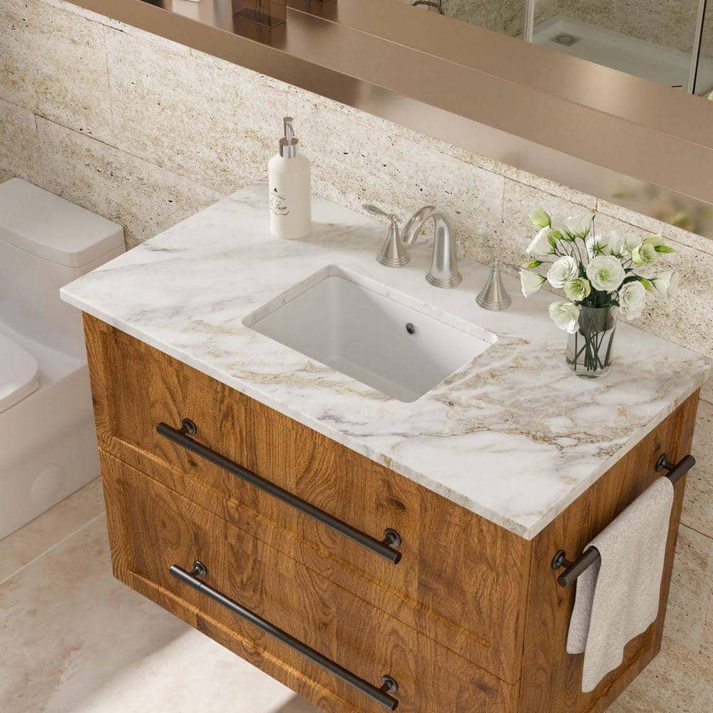 XUJMK 18 in. Undermount Rectangular Bathroom Sink with Overflow in