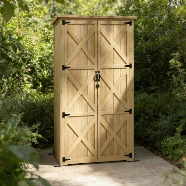 Lycvki 2.95 ft. W x 1.79 ft. D Brown Woodshed Storage Cabinet (5