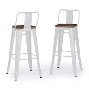 Rayne Industrial Metal 30 in. Metal / Wood Bar Stool (Set of 2) in White