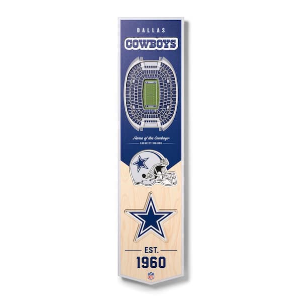 NFL Dallas Cowboys Wooden 8 in. x 32 in. 3D Stadium Banner-AT&T Stadium