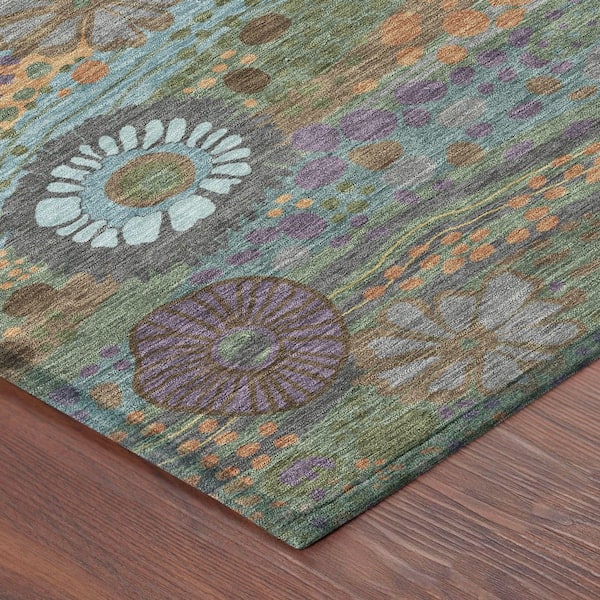 Chantille Machine Washable Indoor/Outdoor Abstract ACN2498 Basil 10 ft. x 14 ft. Area Rug