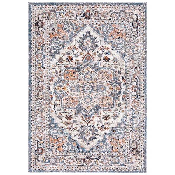 Symphony 4 ft. x 6 ft. Ivory/Gray Floral Border Area Rug