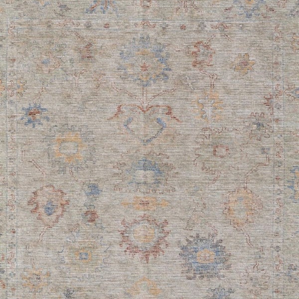 8 X 10 Tan, Brown, Blue Floral Area Rug