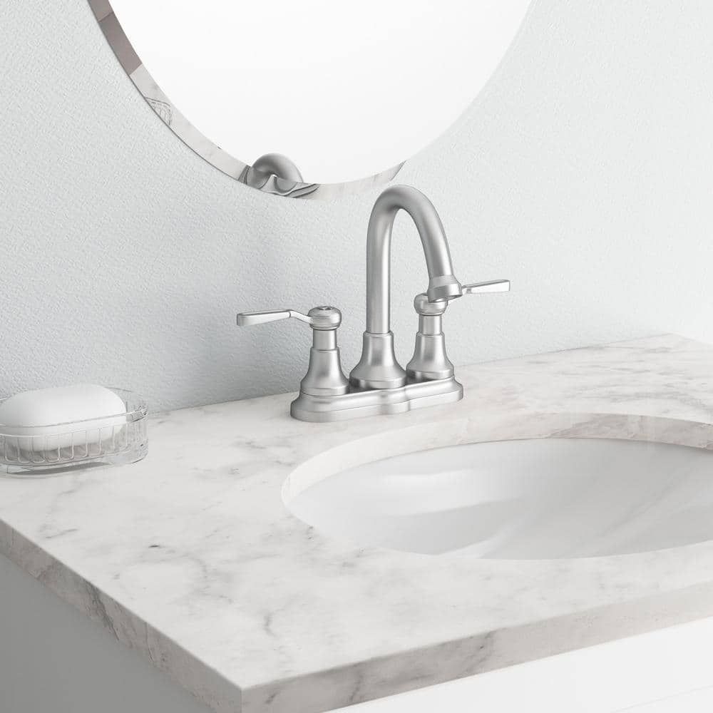 Elegant Brushed Nickel Dual-Handle High Arc Bathroom Faucet