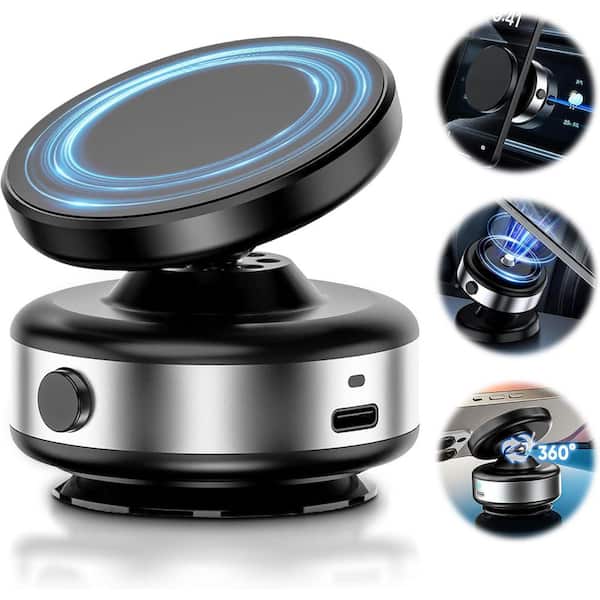 Portable Universal 360° Adjustable Electric Vacuum Magnetic Suction Cup Phone Mount in Black