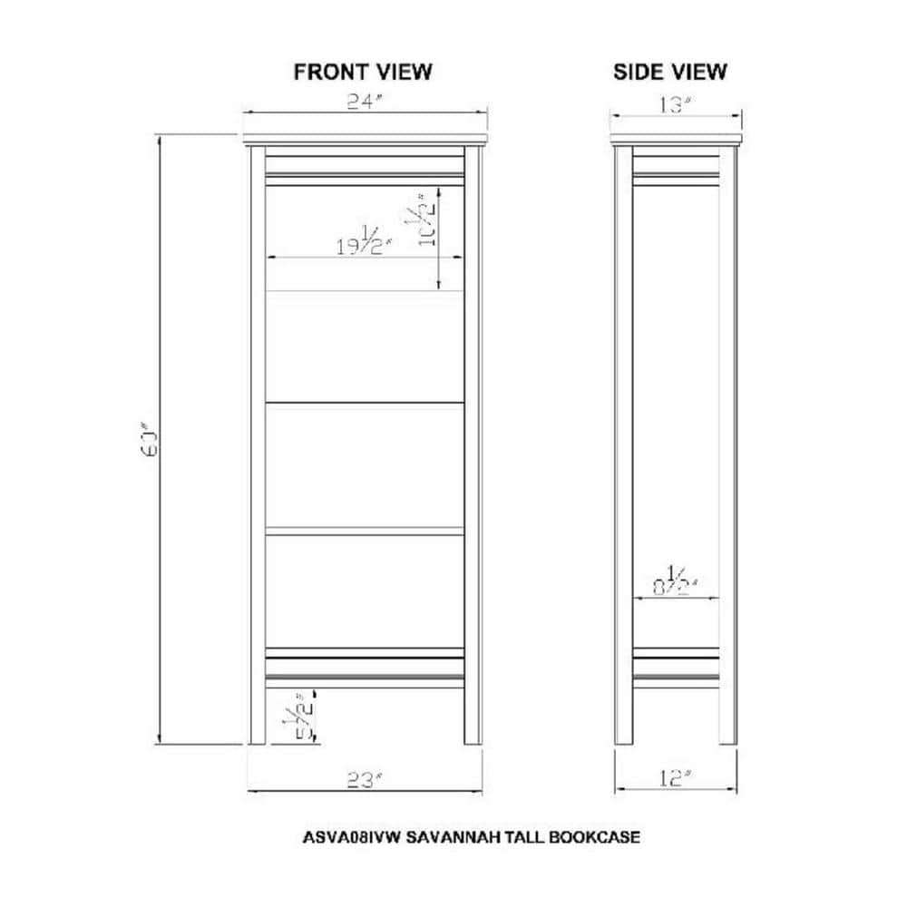 Savannah 63'' Ivory and Natural Wood Adjustable Tall Bookcase