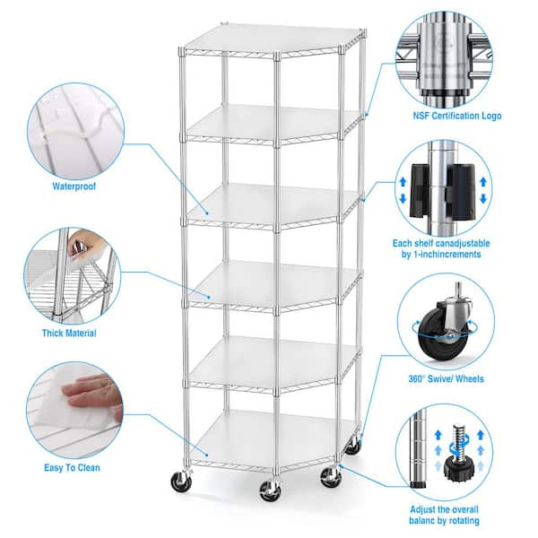 TRINITY EcoStorage 4-Tier Corner Wire Shelving Rack with Wheels