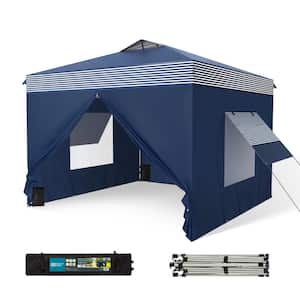 10 ft. x 10 ft. Navy Stripes Pop Up Tent with Removable Sidewalls