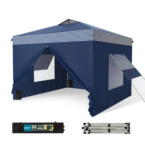 10 ft. x 10 ft. Navy Stripes Pop Up Tent with Removable Sidewalls