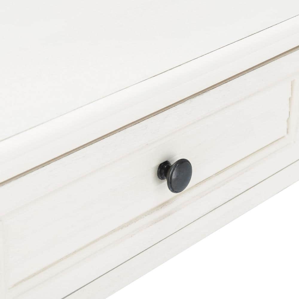 Tate Modern Farmhouse 40" White Wood & Metal Console Table with Storage